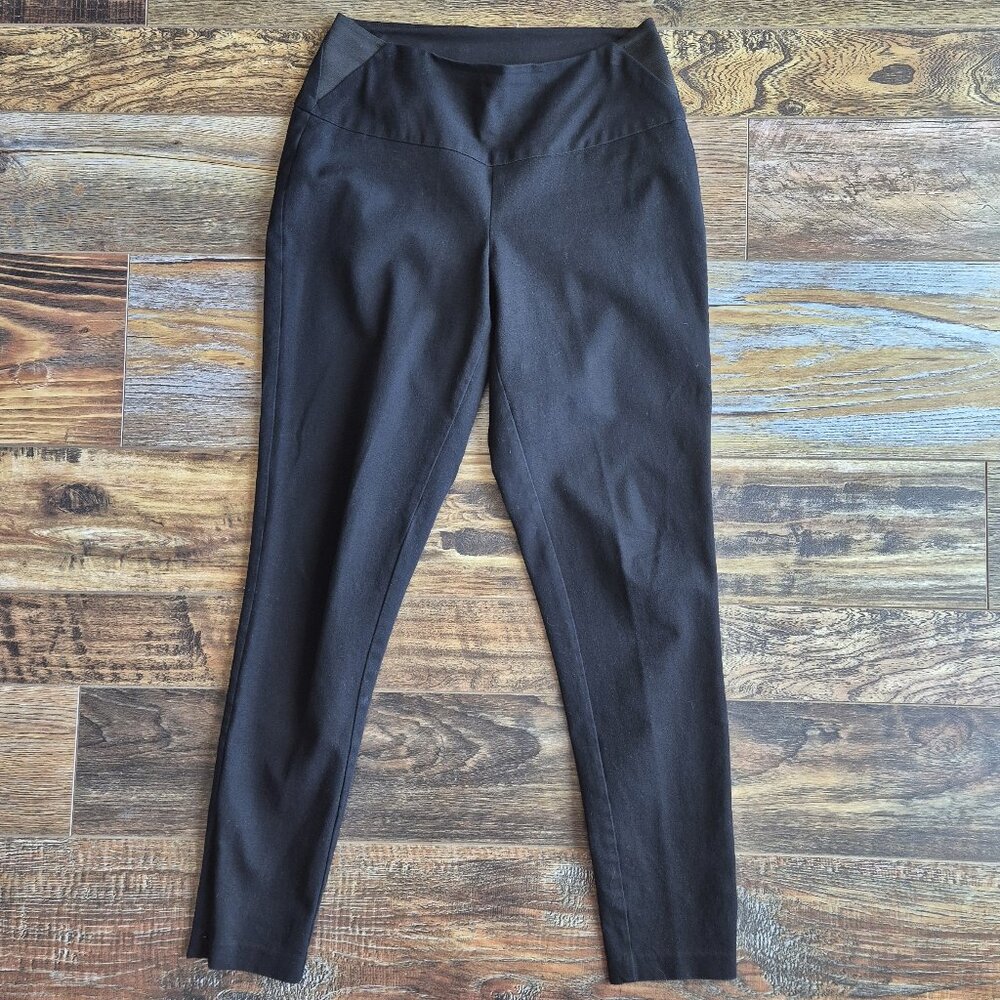 SPANX Tummy Control Ankle-Zip Pull-On Skinny Pants Stretch Black Ponte